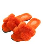 エルメス HERMES Oran オラン ムートン フラットサンダル ミュール 36.5 23.5cm オレンジ /AQ ■OS