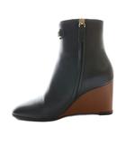 サルヴァトーレフェラガモ Salvatore Ferragamo CATUJA ウェッジヒール アンクルブーツ ショート ガンチーニ金具 4.5 黒 ブラック 茶 ブラウン /SS ■OS