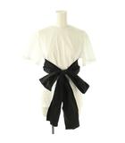 エムエスジーエム MSGM リボンドッキングクルーネックTシャツ カットソー XS ホワイト ブラック /ES ■OS ■SH