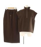 ルーニィ LOUNIE ハーフジップカットソーセットアップ ノースリーブ スカート ロング タイト 36 ブラウン /HK ■OS