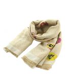 ロエベ LOEWE アナグラム ストール マフラー 花柄 ウール混 カシミヤ混 シルク混 ベージュ /MI ■OS ■OH