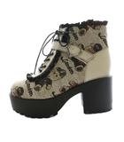 ヨースケ YOSUKE フリルが可愛いレースアップブーツ ショート マルチカラー LL オフホワイト 黒 ブラック 4320055 /SS ■OS ■SH