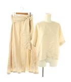 エブール ebure リネン カットソー スカート セットアップ プリーツ ラップ ドルマン 36 ベージュ /CX ■OS