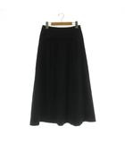 エブール ebure リネンビスヘリンボーン ロングスカート フレア 36 ブラック /MY ■OS