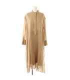 エブール ebure ウール グレンチェック フリンジ ワンピース 36 ライトブラウン アイボリー /ES ■OS