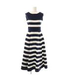 ジェンヌ JENNE 25SS 美シルエットサマーニットボーダーワンピース ロング ノースリーブ M ネイビー ホワイト /HK ■OS