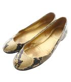 ジュゼッペザノッティデザイン GIUSEPPE ZANOTTI DESIGN バレエシューズ パイソン柄 37 ベージュ 黒 ブラック /SS ■OS ■SH