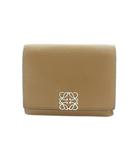 ロエベ LOEWE アナグラム バーティカルウォレット 財布 三つ折り 小銭入れ レザー ベージュ /MI ■OS ■OH