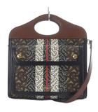バーバリー BURBERRY TBモノグラム ストライプ ミニポケットバッグ ハンドバッグ ショルダーバッグ 2way 斜め掛け ブラウン /YO13