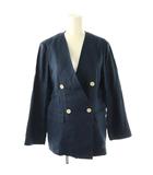 イエナ IENA フレンチリネンVネックジャケット ノーカラー 36 紺 /NR