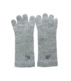 バーバリー ロンドン BURBERRY LONDON 手袋 ウール混 グレー 五本指 ワンポイント刺繍 /RI ■OS