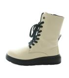 エコー ecco ヌーベル ミッドカットブーツ レースアップ 36 アイボリー 黒 ブラック /AQ ■OS