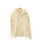 フランシュリッペ franche lippee 猫刺繍 ボア ジップアップパーカー 長袖 M アイボリー /HK ■OS