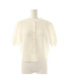 ルルウィルビー Loulou Willoughby 25SS リボンボーダーカーディガン ニット 半袖 2 ホワイト /ES ■OS