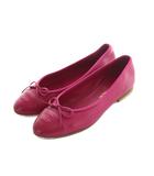 シャネル CHANEL バレエシューズ ココマーク ラムスキン リボン 37.5 24.5cm マゼンタピンク G02819 /MI ■OS