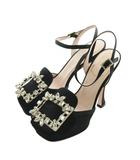 ロジェヴィヴィエ ROGER VIVIER RV Broche サテンプラットフォームサンダル ストラップ ビジュー 35 黒 ブラック /AQ ■OS