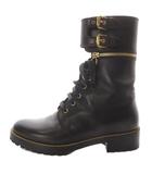 セルジオロッシ Sergio rossi ブーツ ショート ローヒール レースアップ レザー 36 ブラック /YO4