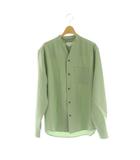 シャツ 48 緑 ライトグリーン ノーカラー Vネック ストレッチ 長袖 /AG ■OS