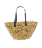 アニエスベー ボヤージュ Agnes b. VOYAGE かごバッグ ベージュ 黒 ブラック 手書き風ロゴ 編み込み QAX01-01 /RI ■OS