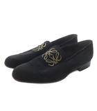 ロエベ LOEWE アナグラム スエード スリッポン スエード 4.5 黒 ブラック /SR