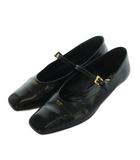 プラダ PRADA メリージェーンシューズ バレエシューズ スクエアトゥ ブラッシュドレザー 36.5 23.5cm 黒 1F826N /MI ■OS ■SH