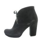 プラダ リネアロッサ PRADA LINEA ROSSA レースアップブーティ ショートブーツ スエード 36 黒 ブラック /SS ■OS