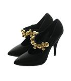 プラダ PRADA メタルデザイン サテンパンプス 37 黒 ブラック /AQ ■OS ■SH