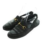 グッチ GUCCI エラスティックスリングバック ホースビット スリッパシューズ レザー 36.5 23.5cm 黒 409332 /MI ■OS