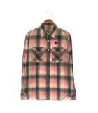 ヒステリックグラマー HYSTERIC GLAMOUR チェックシャツ 長袖 ロゴ刺繍 S ピンク /MY ■OS