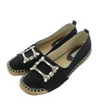 ユナイテッドアローズ UNITED ARROWS エスパドリーユ スリッポン スクエアトゥ ビジュー 36h 23.5cm 黒 /MI ■OS