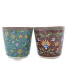 エルメス HERMES シュヴァルドリアンゴ カップ 陶器 2個セット ボルドー グリーン /YO29 ■SH ■OH