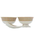 エルメス HERMES モザイク24 ヴァンキャトル スープボウル レンゲ 2個セット 食器 白 ホワイト オレンジ /SR ■OH ■