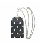 ケイトスペード KATE SPADE Spencer Sunshine Dot Lanyard スペンサー サンシャイン ドット ランヤード パスケース 黒 ブラック 白 ホワイト ドット柄 ハート型装飾 チェーン付き /RI ■OS