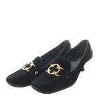ルイヴィトン LOUIS VUITTON パンプス ハイヒール プレート スエード 37.5 ブラック /YO24