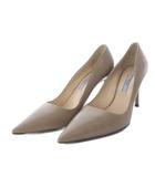 プラダ PRADA パンプス ピンヒール ポインテッドトゥ レザー 36.5 グレージュ /YO22