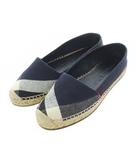 バーバリー BURBERRY エスパドリーユ 35 22.5cm ネイビー 赤 レッド 白 ホワイト チェック柄 ジュートソール /RI ■OS