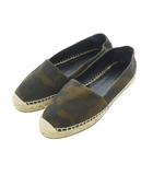 バーバリー BURBERRY エスパドリーユ 36 23cm 23.5cm カーキ 黒 ブラック 茶色 ブラウン カモフラージュ柄 ジュートソール スリッポン /RI ■OS