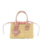 サマンサタバサ Samantha Thavasa かごバッグ ハンドバッグ ベージュ ピンク ハートチャーム ■SH /RI ■OS