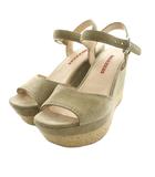 プラダ リネアロッサ PRADA LINEA ROSSA ウエッジソールエスパドリーユサンダル グレージュ /SS ■OS ■SH
