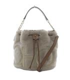 ジミーチュウ JIMMY CHOO JUNO S シアリング バケット ショルダーバッグ ハンドバッグ ワンハンドル 2way 巾着 アイボリー /YO32 ■OH