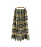 エブール ebure チェックプリーツスカート シルク 36 グレージュ マルチカラー /DO ■OS