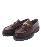 セリーヌ CELINE トリオンフ チェーン マーガレット ローファー スリッポン レザー 36 ボルドー /YO7 ■SH