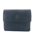 シャネル CHANEL 財布 三つ折り ココボタン Wホック レザー ネイビー 22番台 /YO4 ■OH
