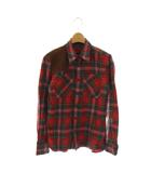 ラルフローレン RALPH LAUREN スエードパッチチェックネルシャツ 長袖 9 レッド マルチカラー /DO ■OS