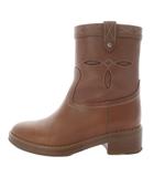 セリーヌ CELINE フォルコ アンクルブーツ ショート チャンキーヒール レザー 35.5 ブラウン /YO9