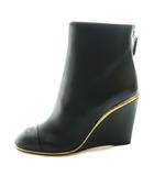 シャネル CHANEL ココマーク ウェッジソールブーツ ショート レザー 38C 黒 ブラック /AQ ■OS