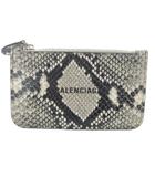 バレンシアガ BALENCIAGA パイソン柄コインケース カードケース ロゴ グレー 黒 ブラック 594214 /SR ■SH ■OH