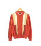 color block sweater ニット カーディガン 長袖 M オレンジ ベージュ /HK ■OS ■SH