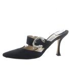 ジミーチュウ JIMMY CHOO MARTA 90 ミュール ピンヒール クリスタル スエード 38 ブラック /YO15 ■SH