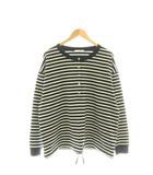 ジャーナルスタンダード レリューム JOURNAL STANDARD relume 25AW オーバーサイズヘンリーネックTシャツ カットソー ボーダー F 黒 アイボリー /CX ■OS